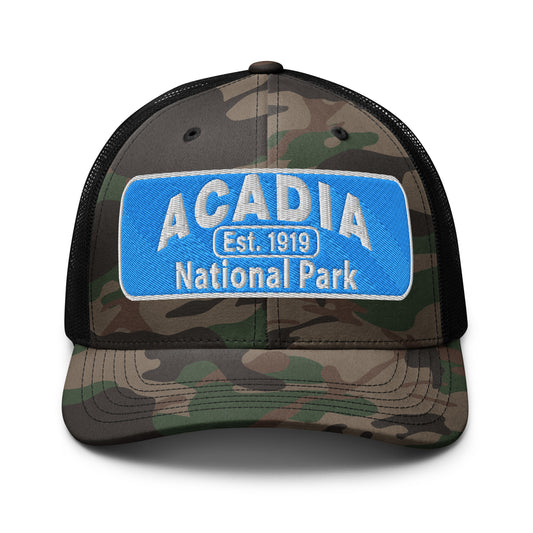 Acadia National Park Camo Hat Black Front