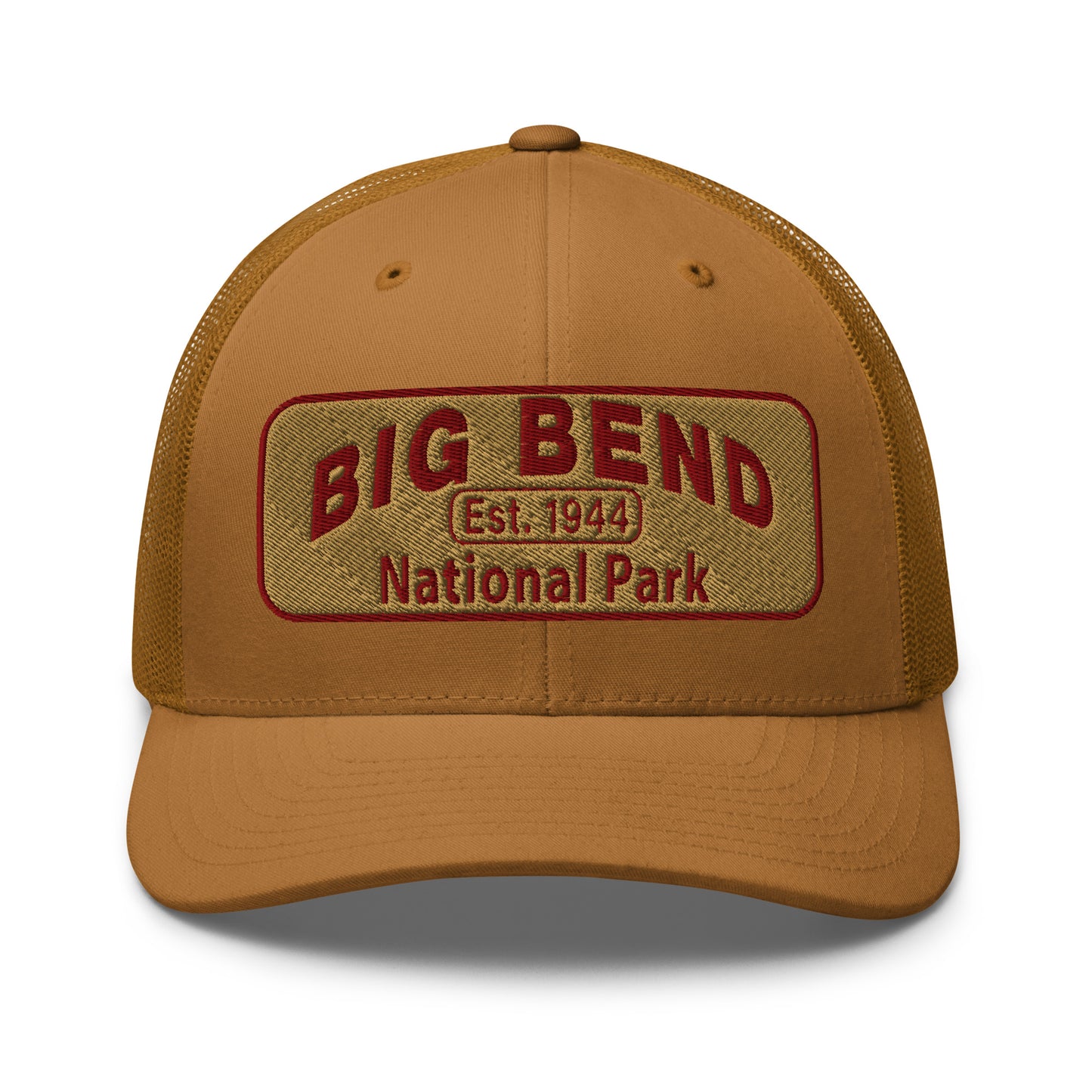 Big Bend National Park Hat - Yupoong 6606 Trucker Hat - Front View - Color: Caramel