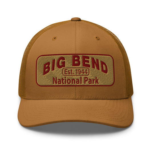 Big Bend National Park Hat - Yupoong 6606 Trucker Hat - Front View - Color: Caramel