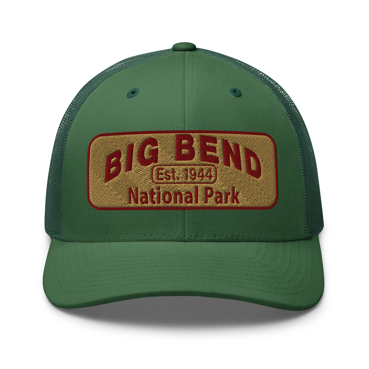 Big Bend National Park Hat - Yupoong 6606 Trucker Hat - Front View - Color: Evergreen
