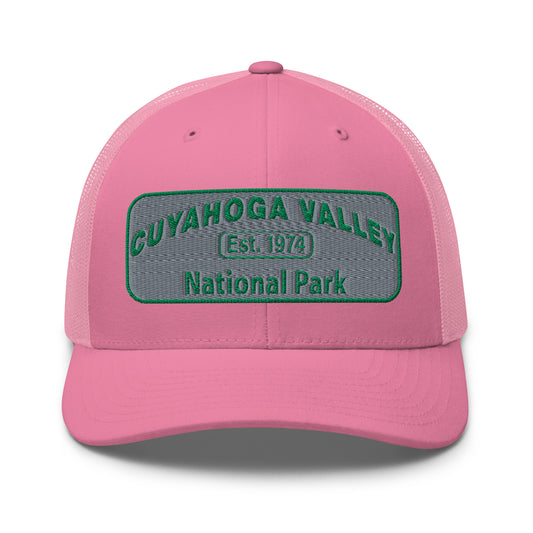 Cuyahoga National Park Hat -Yupoong 6606 Trucker Hat - Front View - Color: Pink