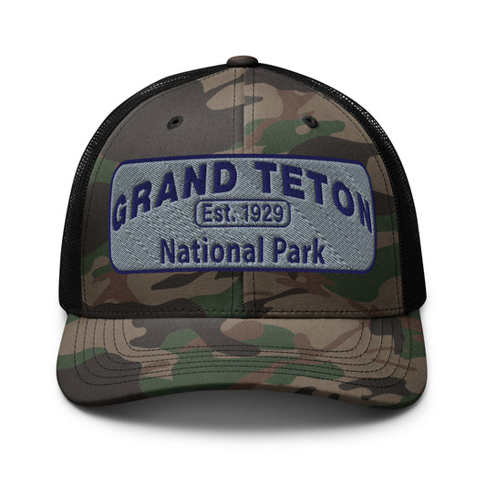 Grand Teton National Park Camo Hat Otto Black Front