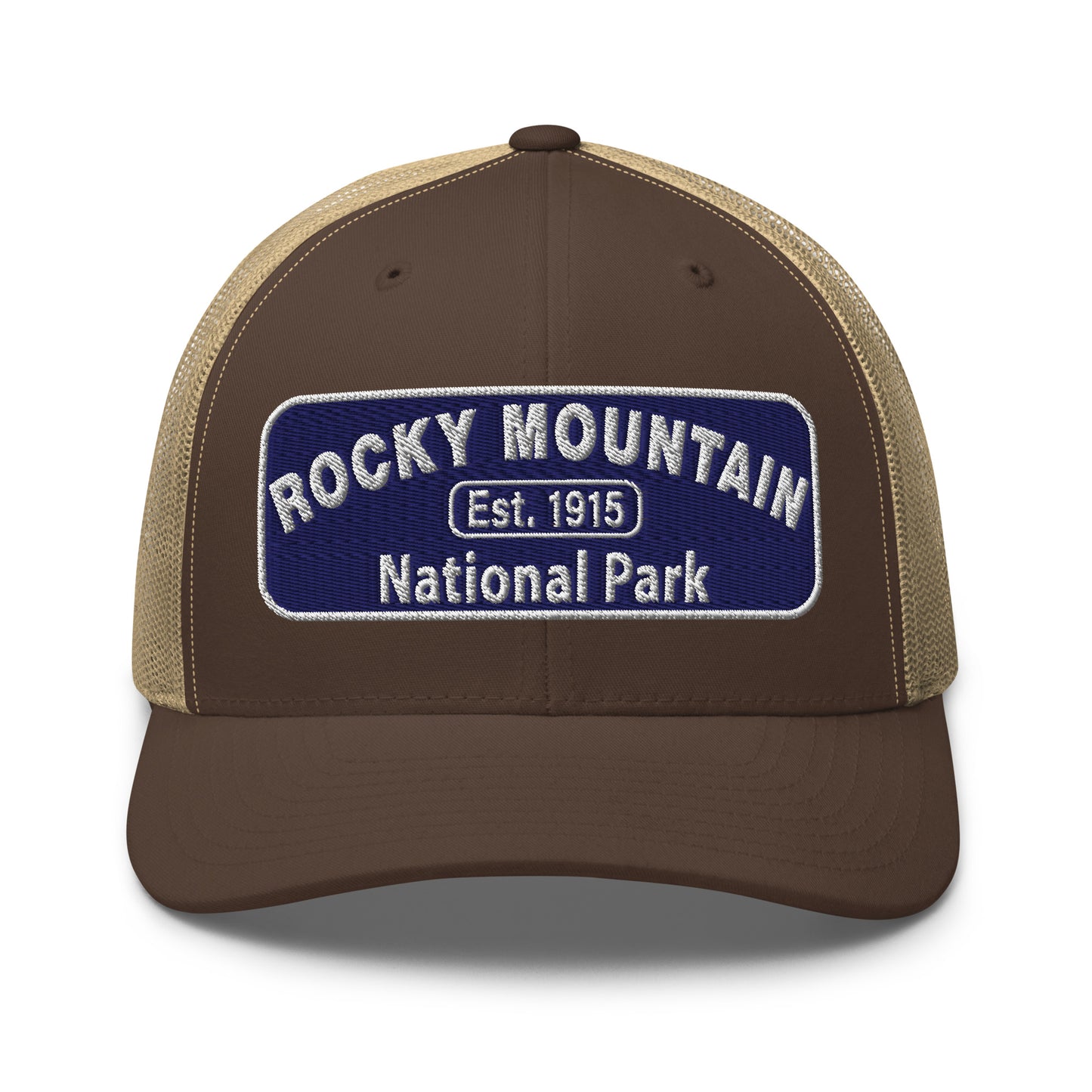 Rocky Mountain National Park Hat - Yupoong 6606 - Front View - Brown/Khaki