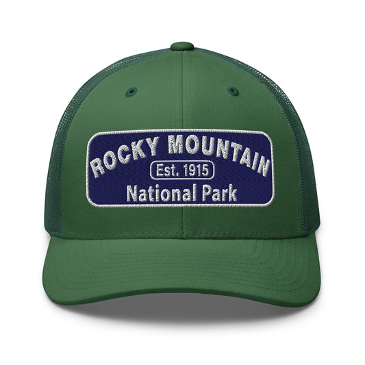 Rocky Mountain National Park Hat - Yupoong 6606 - Front View - Evergreen