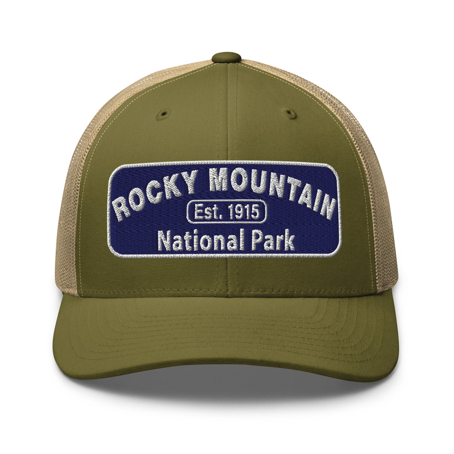 Rocky Mountain National Park Hat - Yupoong 6606 - Front View - Moss Green/Khaki