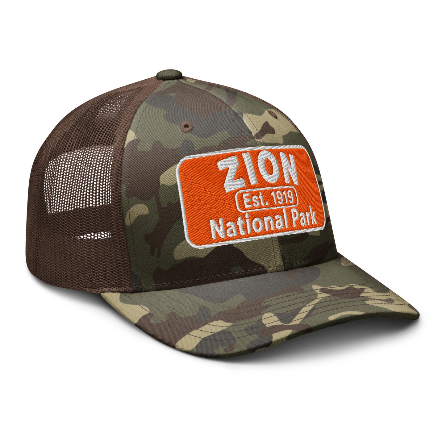 Zion National Park Camo Hat - Otto Cap 105-1247 Camo Trucker Hat - Side View - Brown Camo