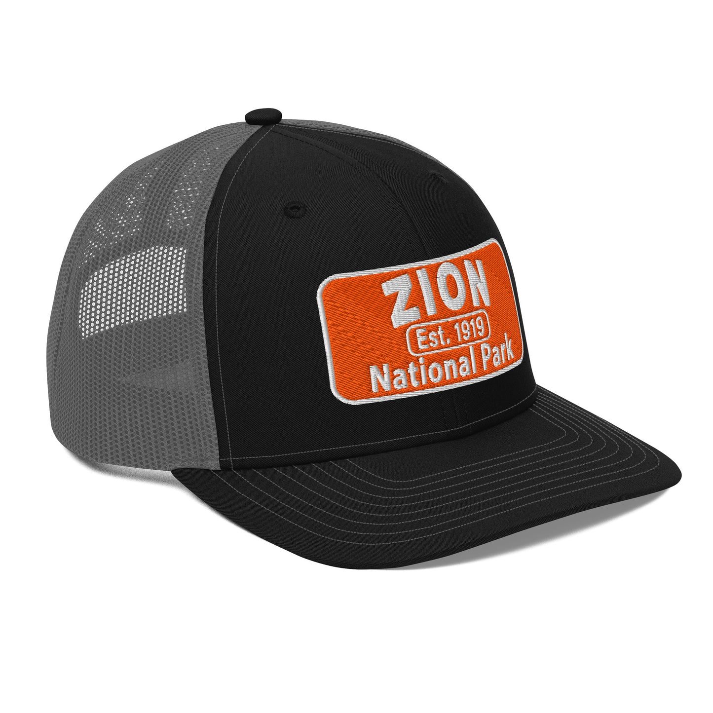 Zion National Park Hat - Richardson 112 Trucker Hat - Side View - Black/Charcoal