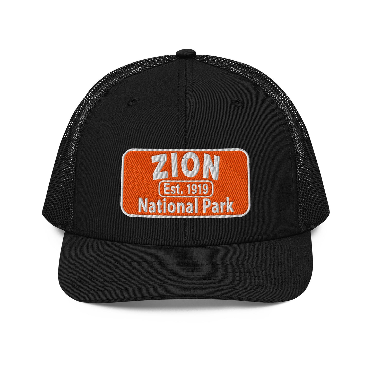 Zion National Park Hat - Richardson 112 Trucker Hat - Front View - Black/Charcoal