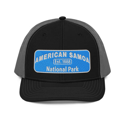 American Samoa National Park Hat - Richardson 112 Trucker Hat - Front View - Black/Charcoal