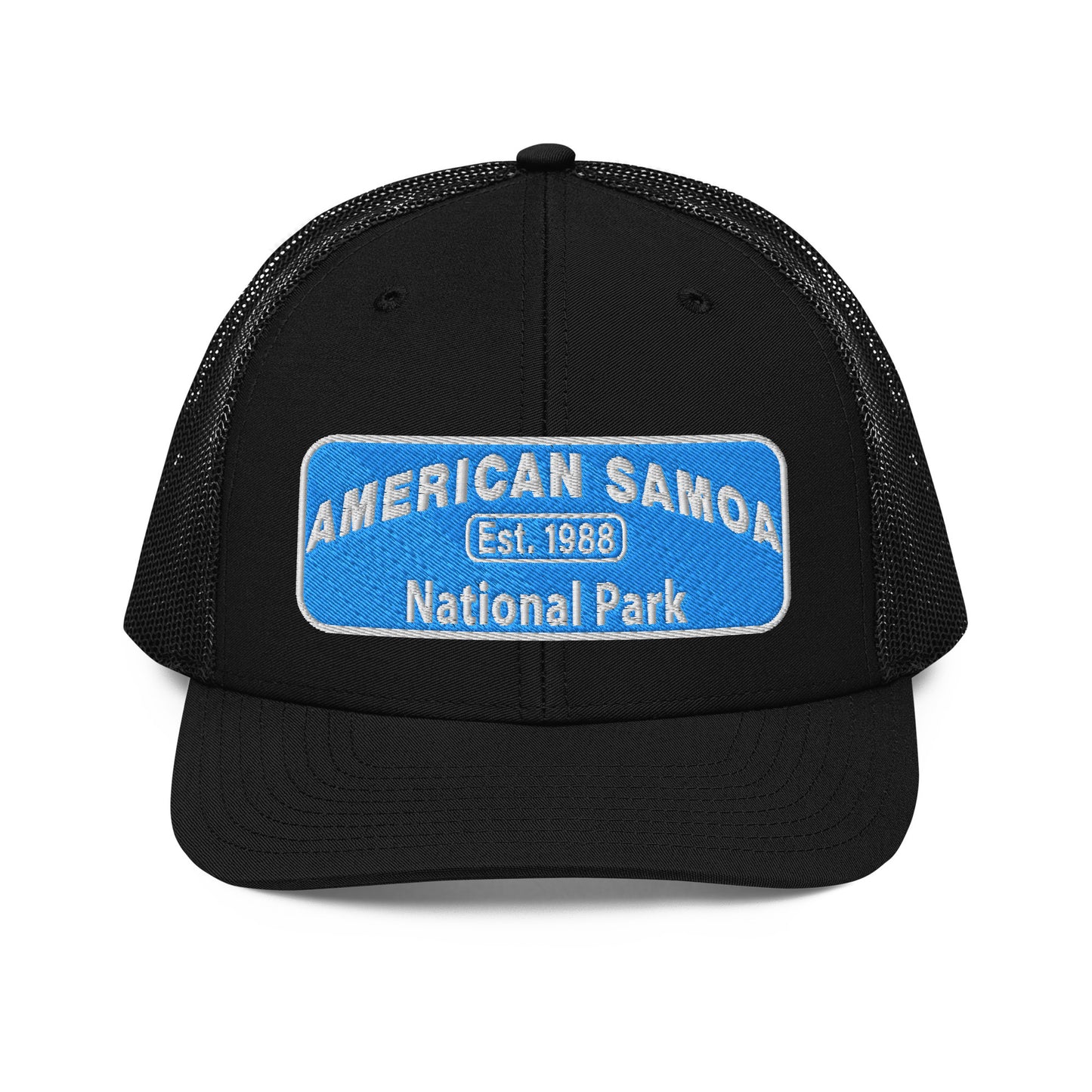 American Samoa National Park Hat - Richardson 112 Trucker Hat - Front View - Black