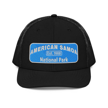 American Samoa National Park Hat - Richardson 112 Trucker Hat - Front View - Black
