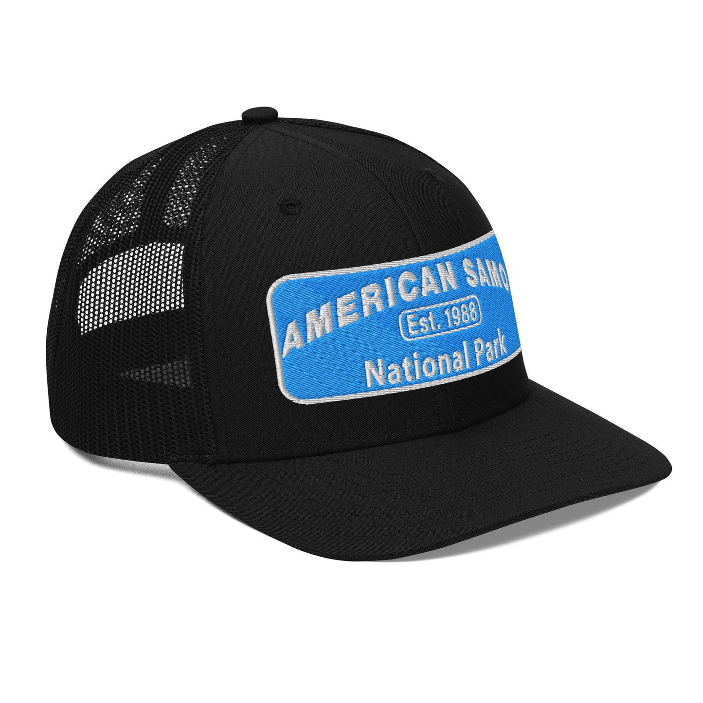 American Samoa National Park Hat - Richardson 112 Trucker Hat - Side View - Black