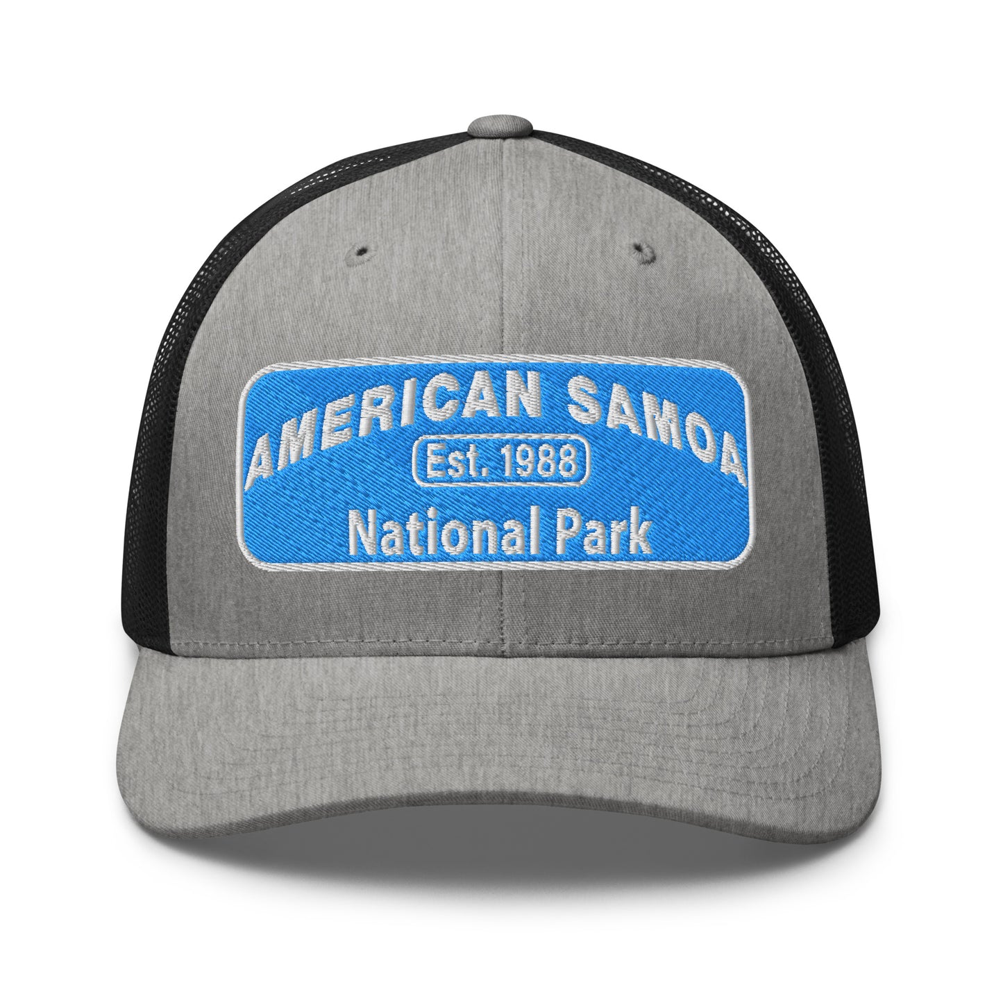 American Samoa National Park Hat - Yupoong 6606 Trucker Hat - Front View - Charcoal/Black