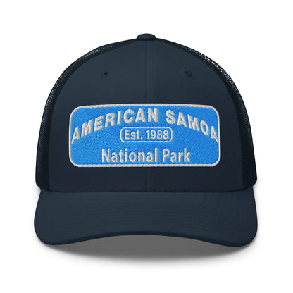 American Samoa National Park Hat - Yupoong 6606 Trucker Hat - Front View - Navy