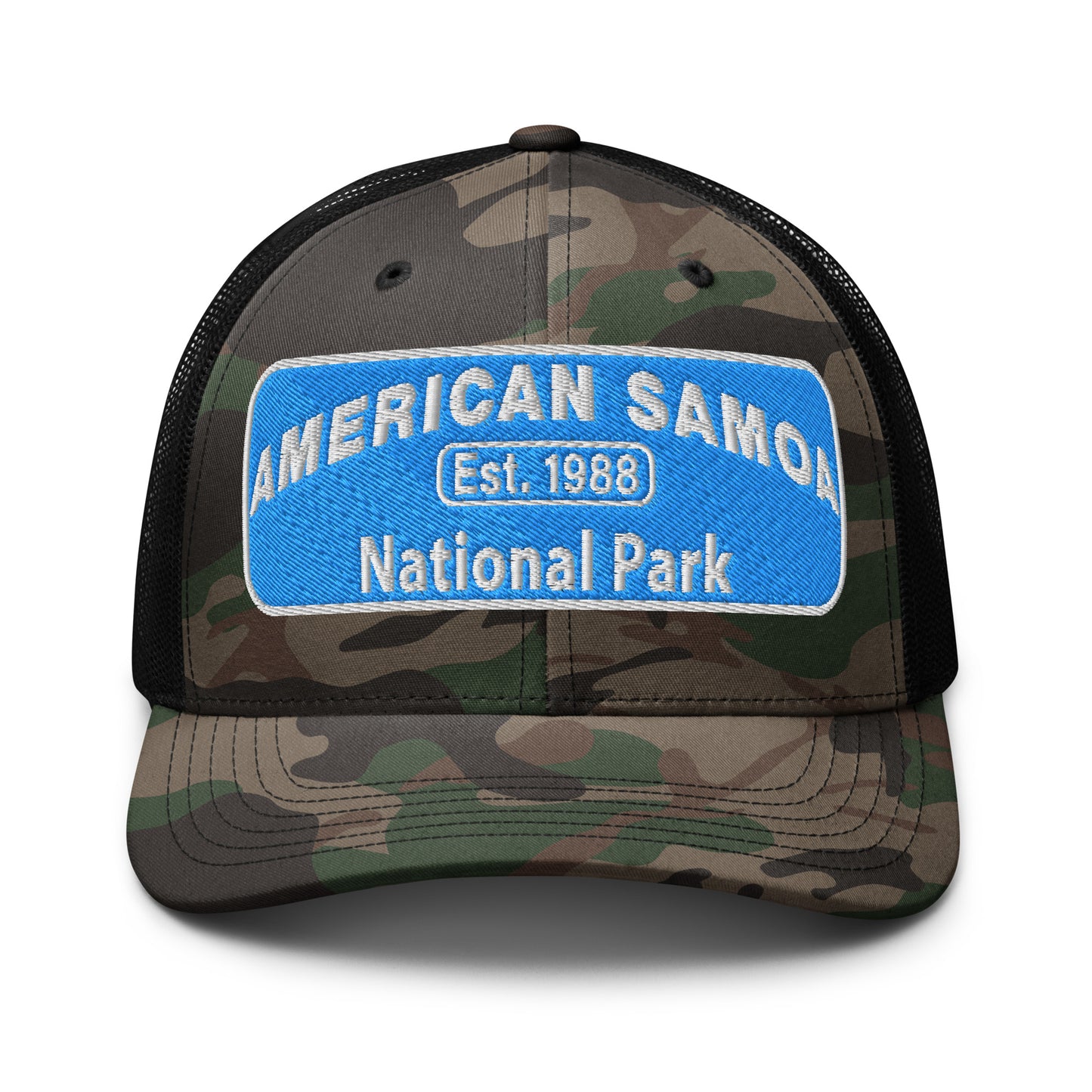American Samoa National Park Camo Hat - Otto Cap 105-1247 - Front View - Black Camo