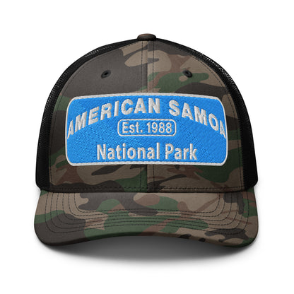 American Samoa National Park Camo Hat - Otto Cap 105-1247 - Front View - Black Camo
