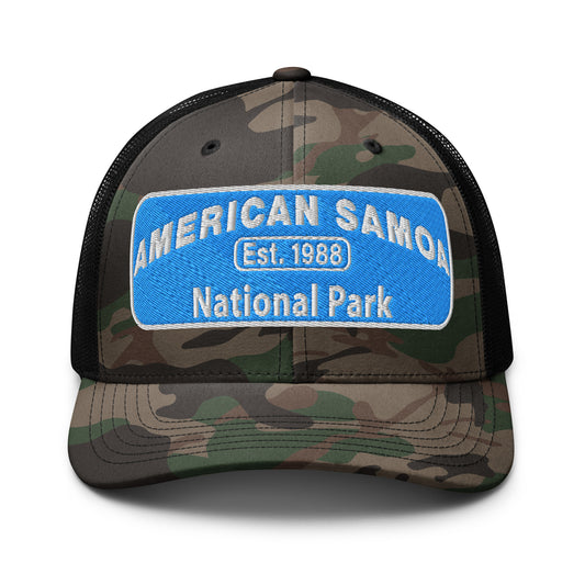 American Samoa National Park Camo Hat - Otto Cap 105-1247 - Front View - Black Camo