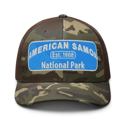 American Samoa National Park Camo Hat - Otto Cap 105-1247 - Front View - Brown Camo