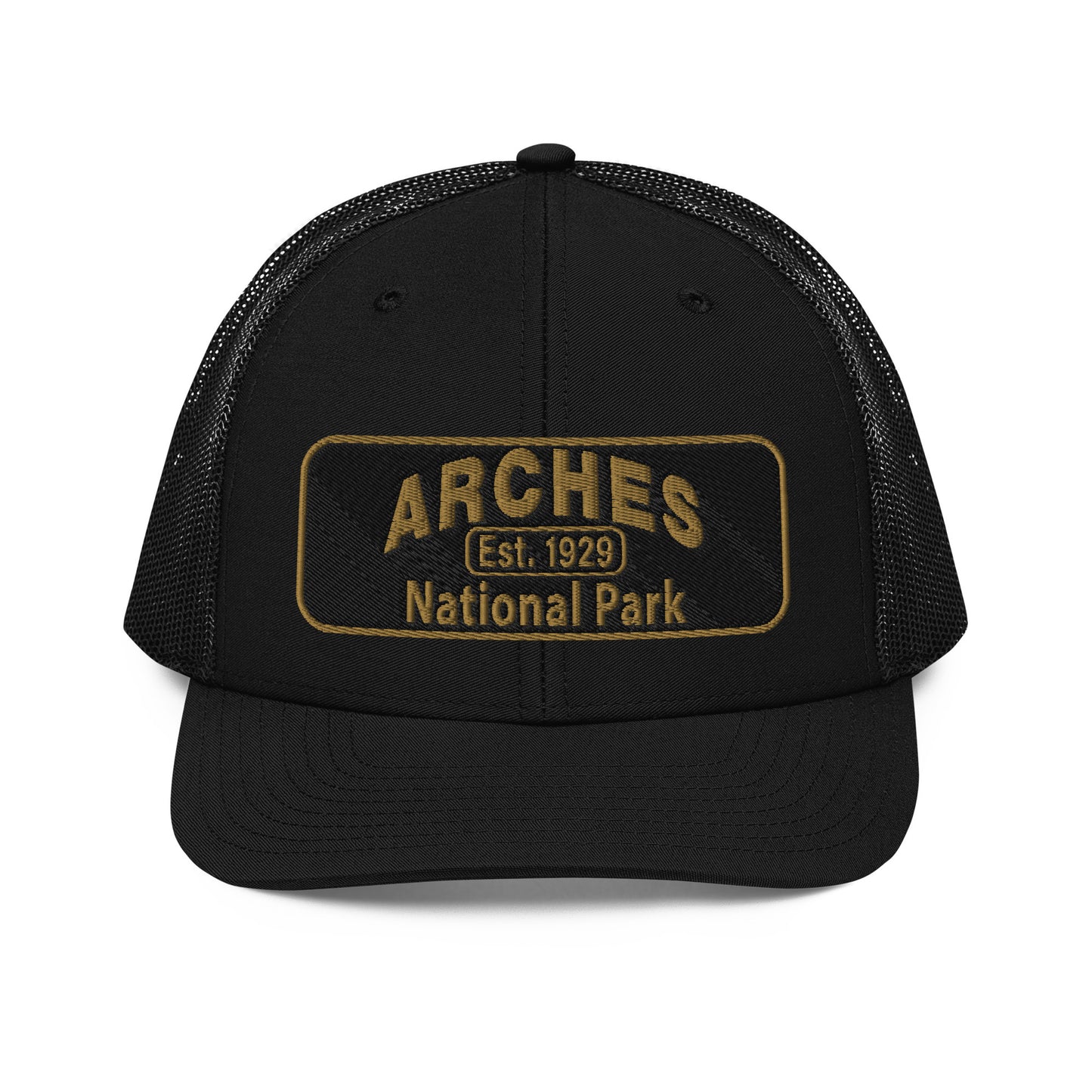 Arches National Park Hat - Richardson 112 Trucker Hat - Front View - Black