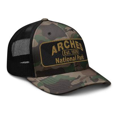 Arches National Park Camo Hat - Otto 105-1247 Trucker Hat - Side View - Black Camo