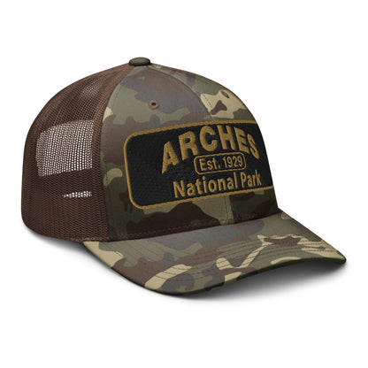 Arches National Park Camo Hat - Otto 105-1247 Trucker Hat - Side View - Brown Camo