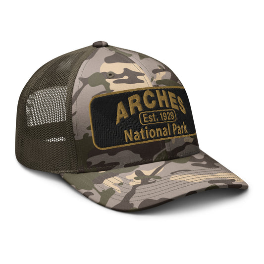 Arches National Park Camo Hat - Otto 105-1247 Trucker Hat - Side View - Olive Camo