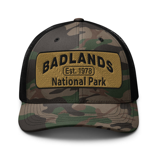 Badlands National Park Camo Hat Front Black