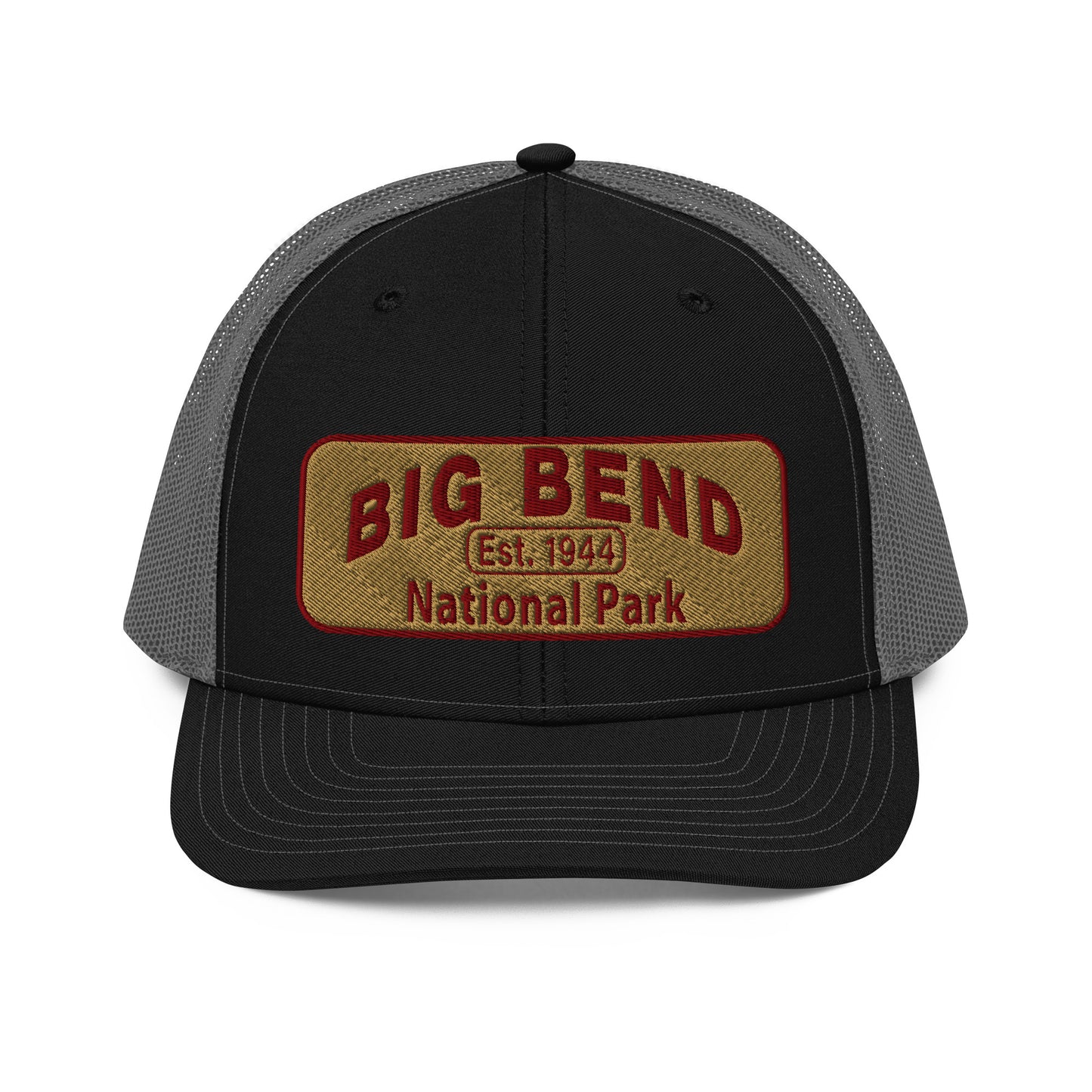 Big Bend National Park Hat - Richardson 112 Trucker Hat - Front View - Color: Black/Charcoal