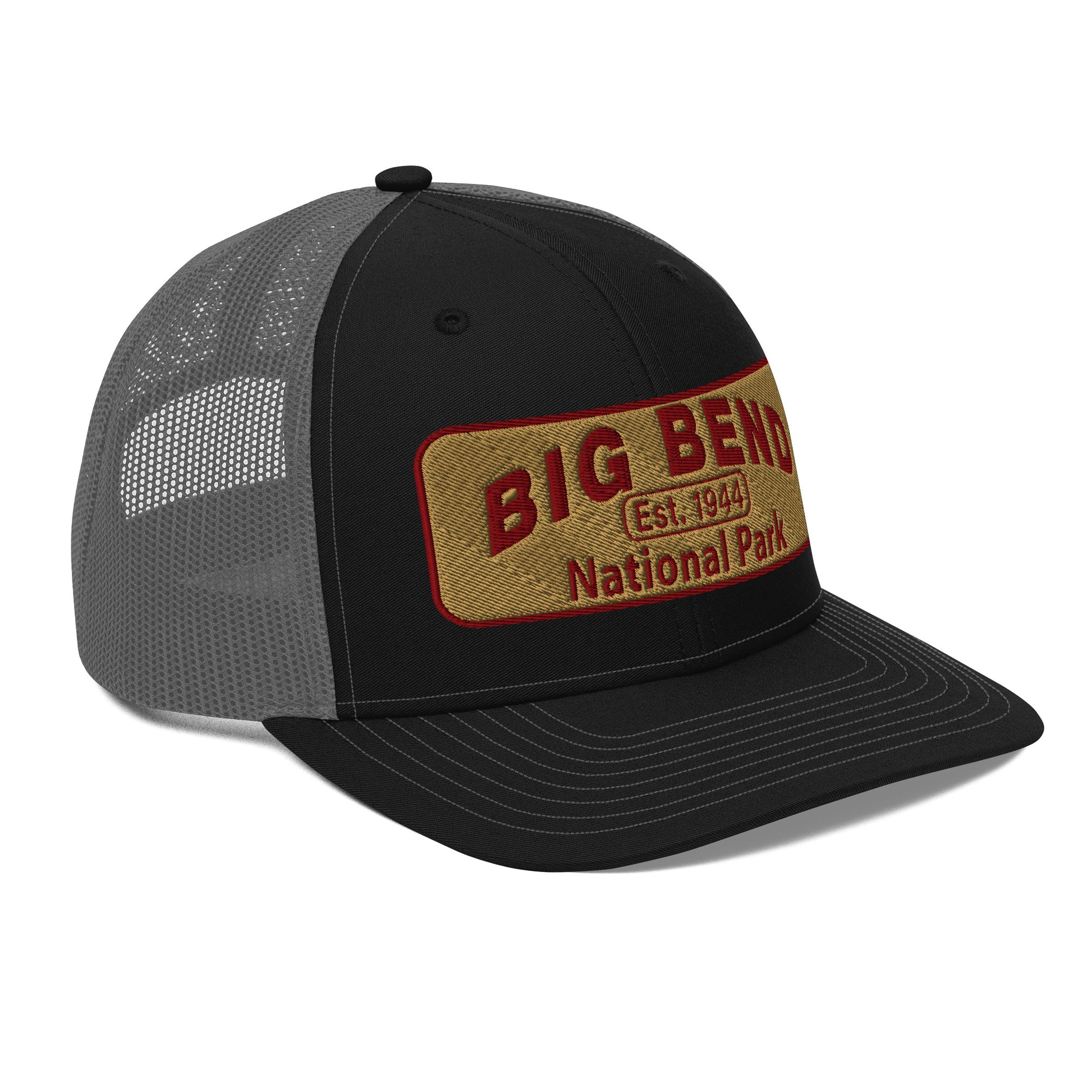 Big Bend National Park Hat - Richardson 112 Trucker Hat - Side View - Color: Black/Charcoal
