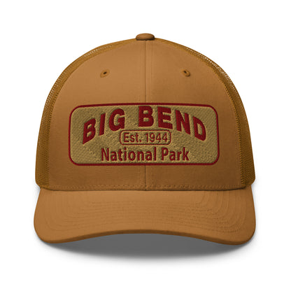 Big Bend National Park Hat - Yupoong 6606 Trucker Hat - Front View - Color: Caramel