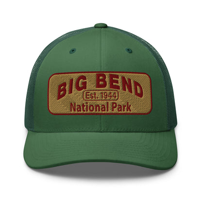 Big Bend National Park Hat - Yupoong 6606 Trucker Hat - Front View - Color: Evergreen