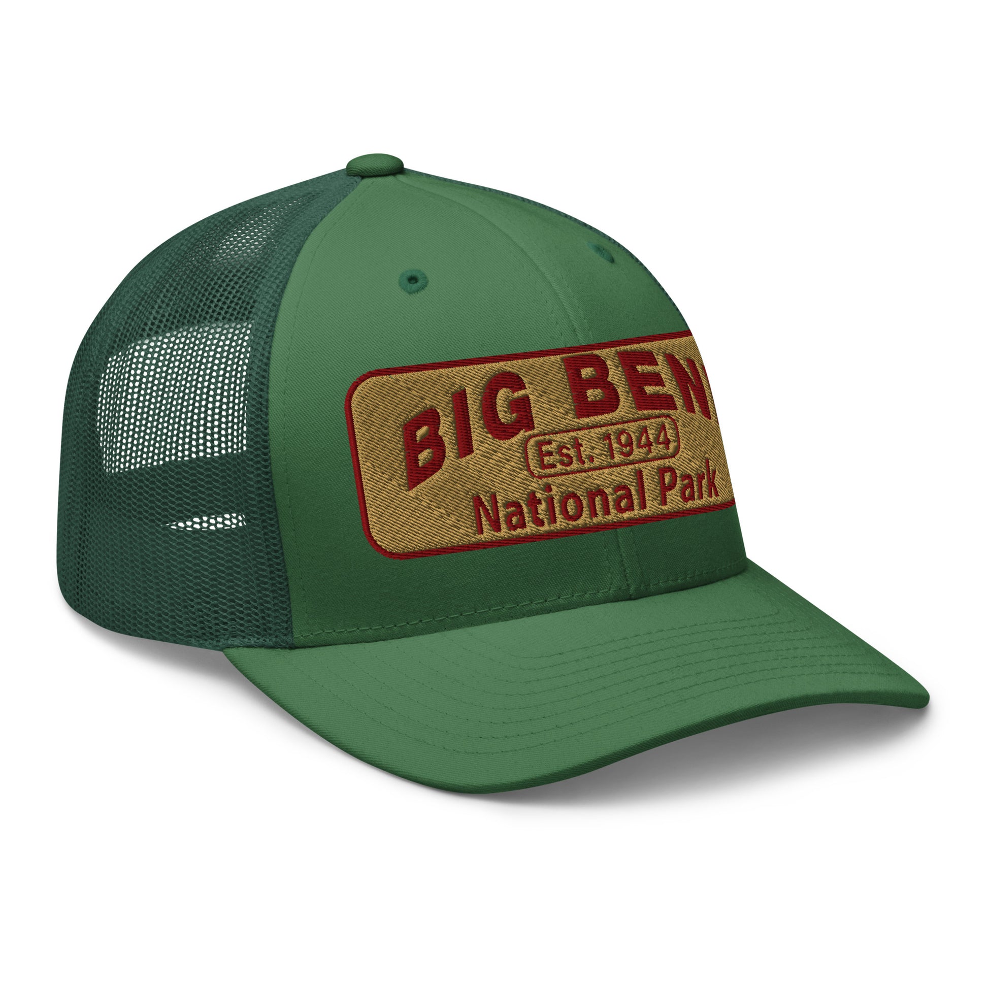 Big Bend National Park Hat - Yupoong 6606 Trucker Hat - Side View - Color: Evergreen