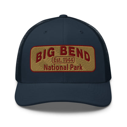 Big Bend National Park Hat - Yupoong 6606 Trucker Hat - Front View - Color: Navy