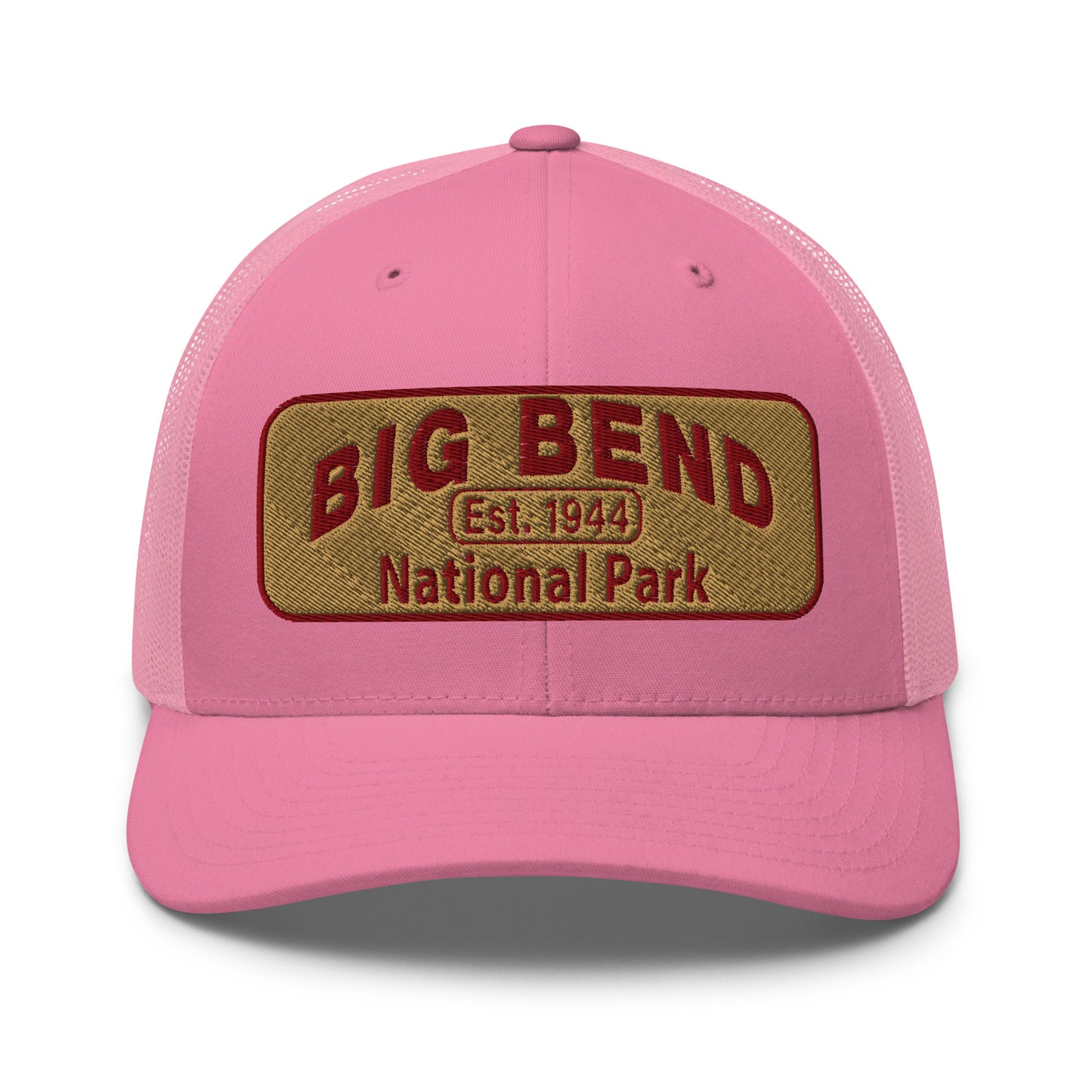 Big Bend National Park Hat - Yupoong 6606 Trucker Hat - Front View - Color: Pink