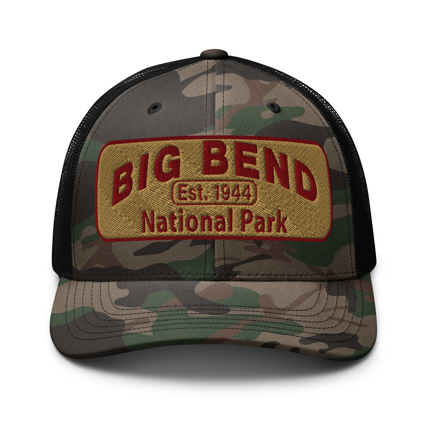 Big Bend National Park Camo Hat - Otto 105-1247 Trucker Hat - Front View - Color: Black Camo