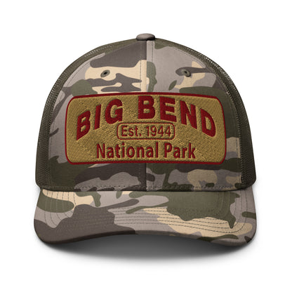 Big Bend National Park Camo Hat - Otto 105-1247 Trucker Hat - Front View - Color: Olive Camo