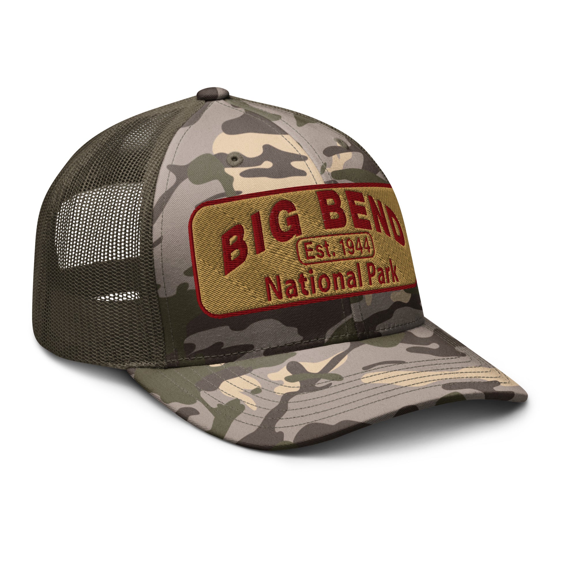 Big Bend National Park Camo Hat - Otto 105-1247 Trucker Hat - Side View - Color: Olive Camo
