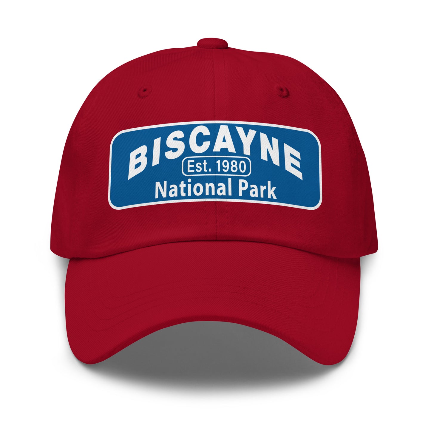 Biscayne National Park Dad Hat  - Yupoong 6245CM Dad Hat - Front View - Color: Red