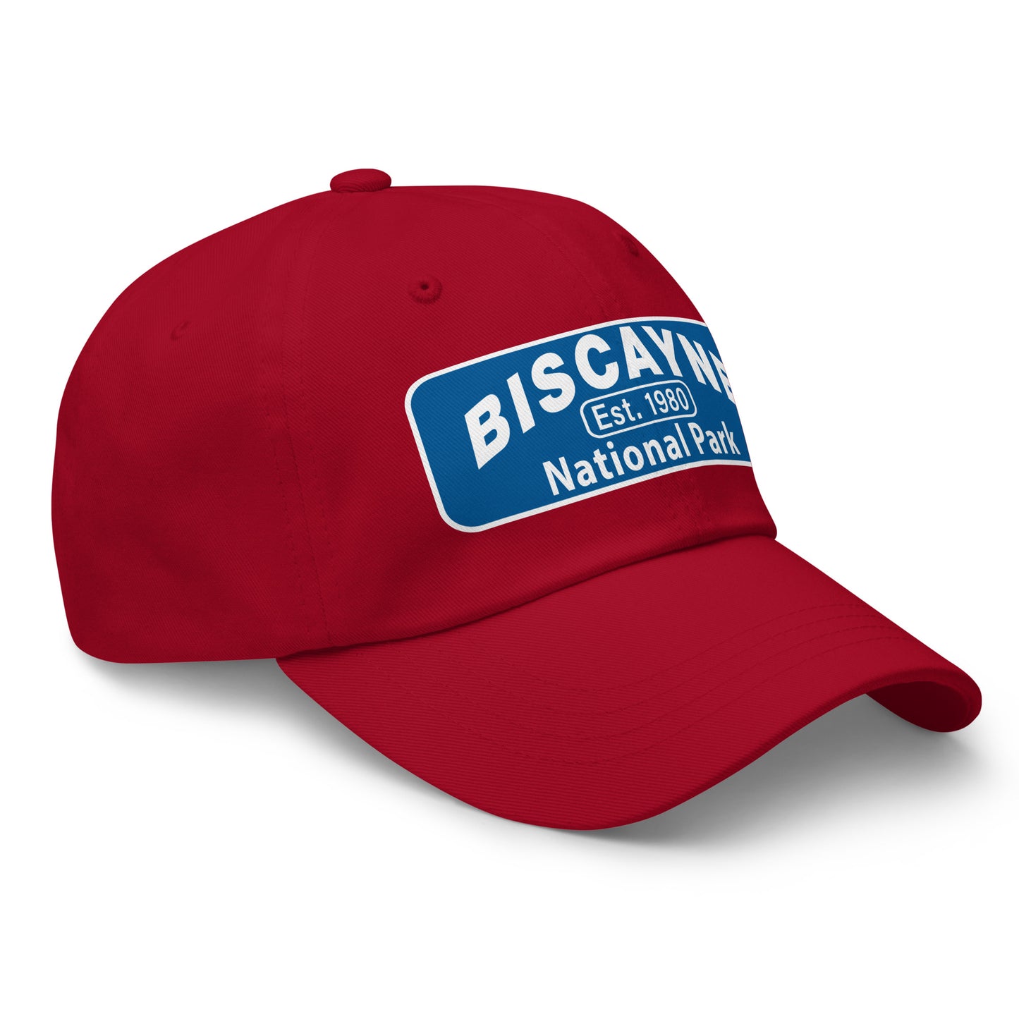 Biscayne National Park Dad Hat  - Yupoong 6245CM Dad Hat - Side View - Color: Red