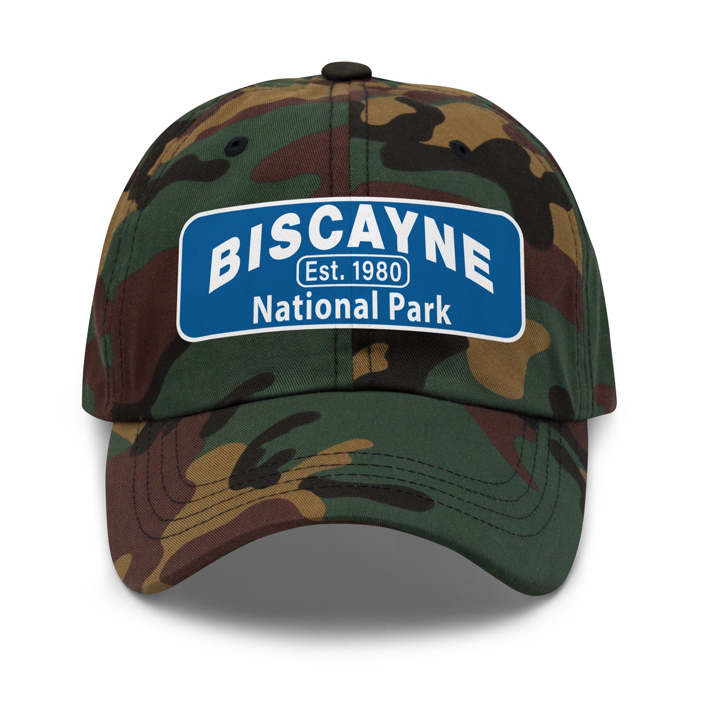 Biscayne National Park Dad Hat  - Yupoong 6245CM Dad Hat - Front View - Color: Camo