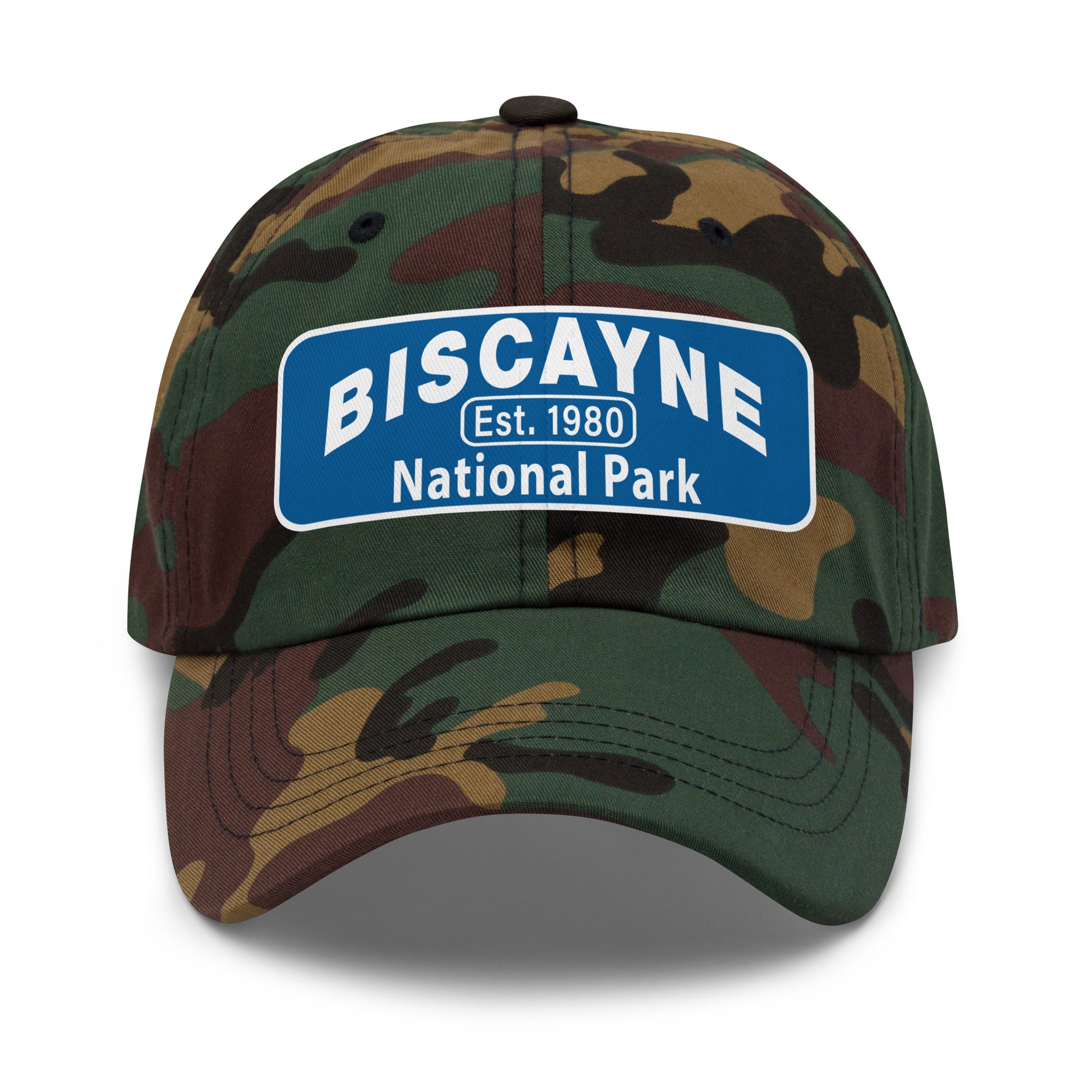 Biscayne National Park Dad Hat  - Yupoong 6245CM Dad Hat - Front View - Color: Camo