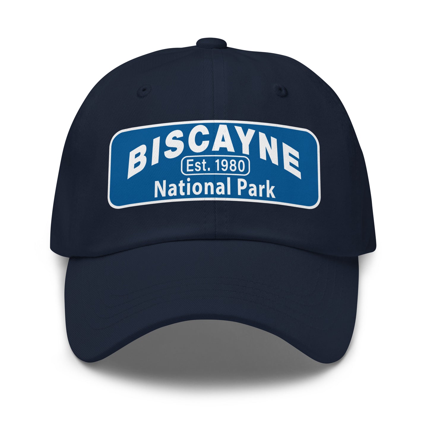 Biscayne National Park Dad Hat  - Yupoong 6245CM Dad Hat - Front View - Color: Navy