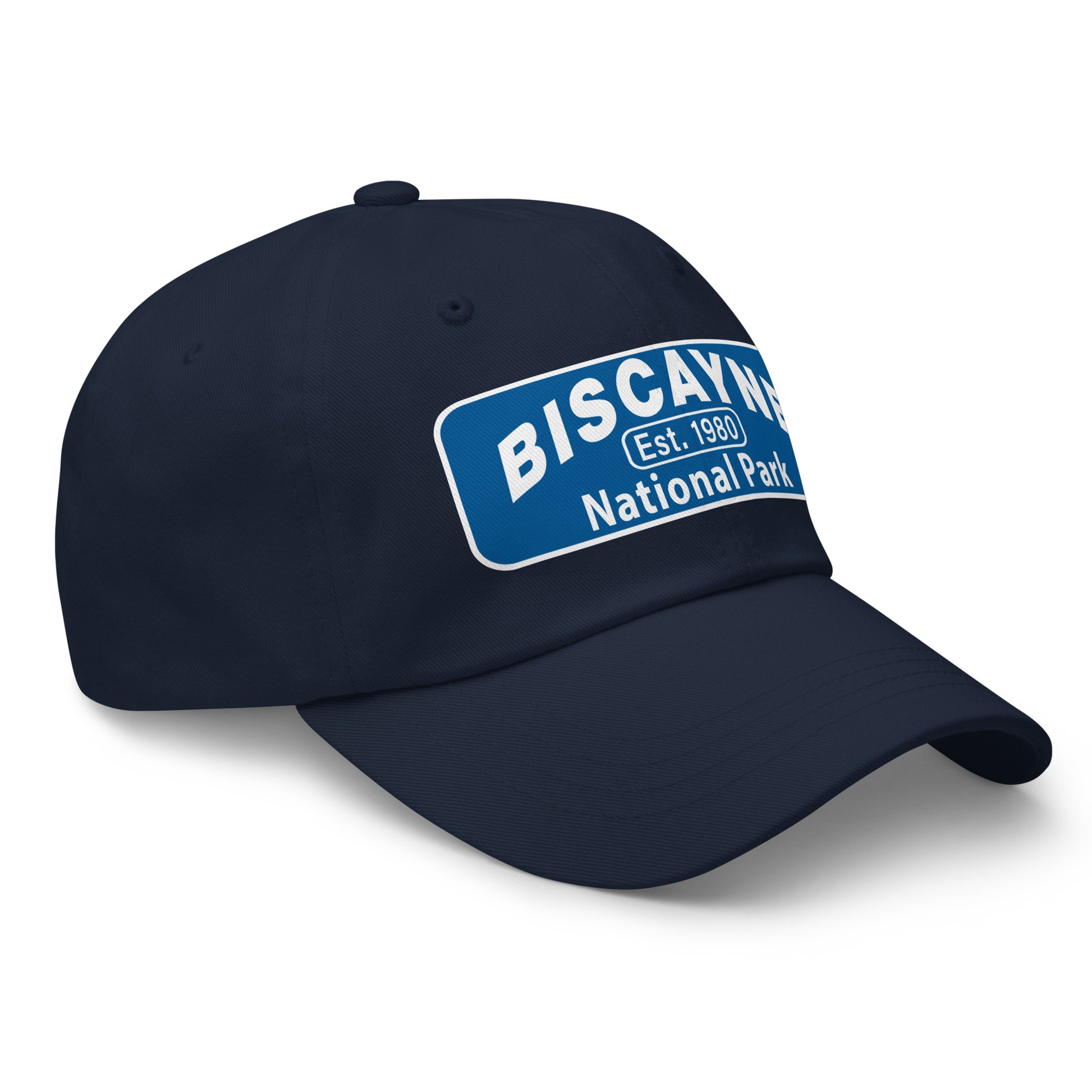 Biscayne National Park Dad Hat  - Yupoong 6245CM Dad Hat - Side View - Color: Navy