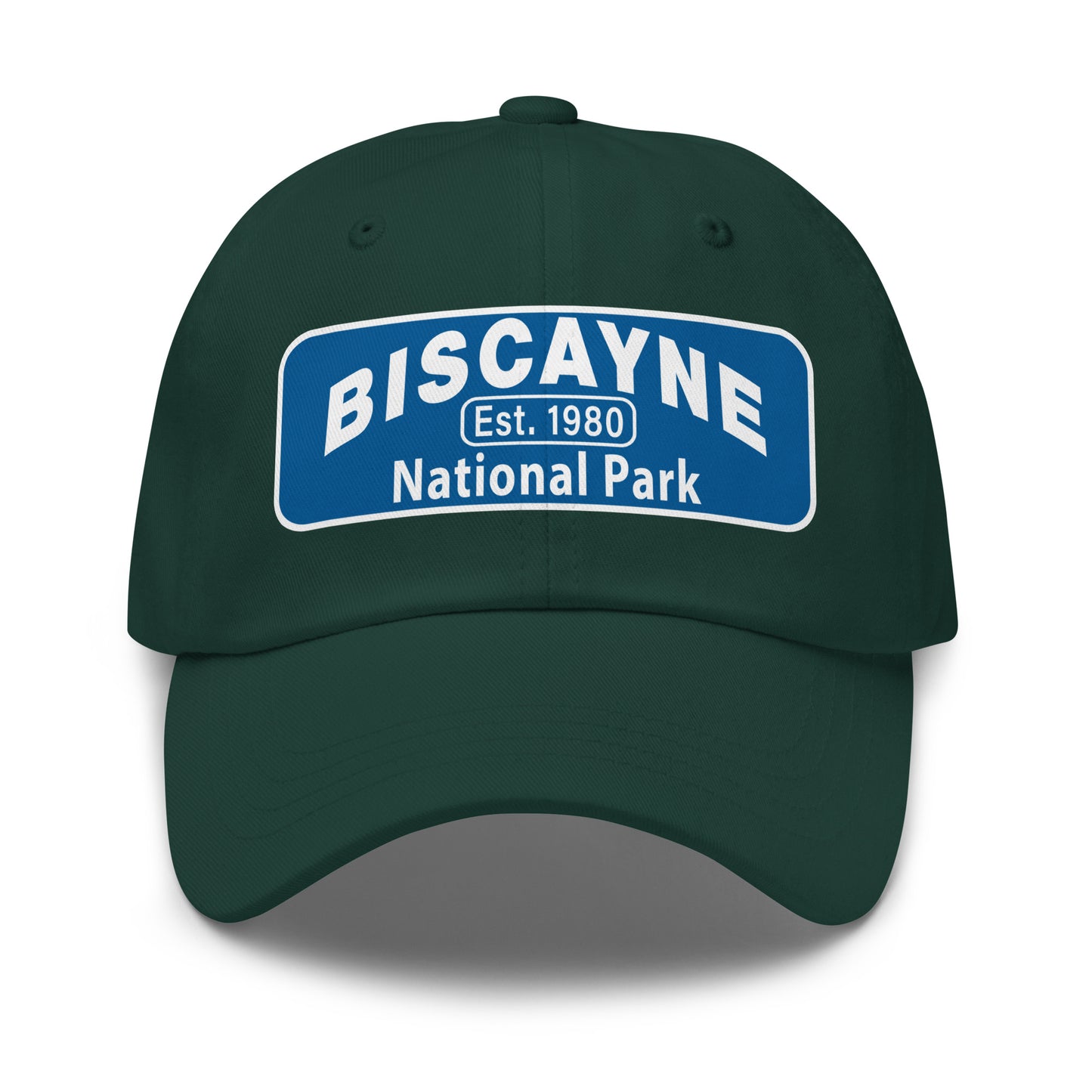 Biscayne National Park Dad Hat  - Yupoong 6245CM Dad Hat - Front View - Color: Spruce