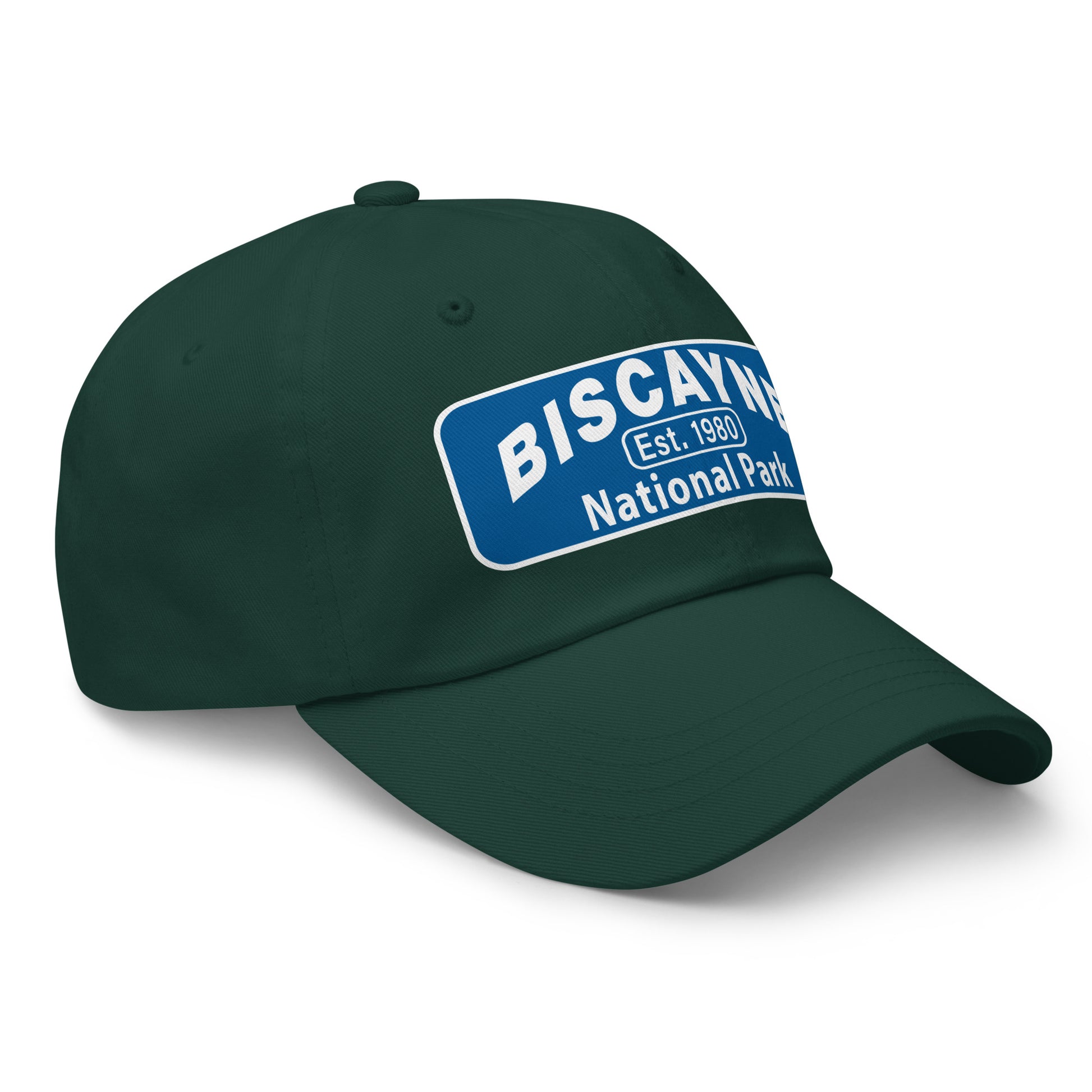 Biscayne National Park Dad Hat  - Yupoong 6245CM Dad Hat - Side View - Color: Spruce