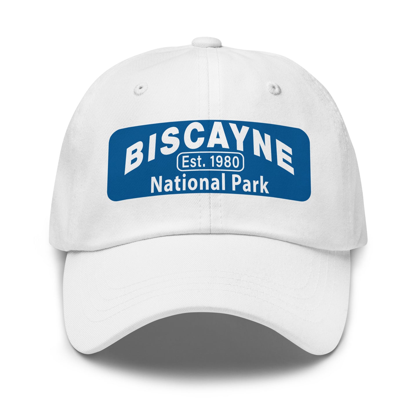 Biscayne National Park Dad Hat  - Yupoong 6245CM Dad Hat - Front View - Color: White