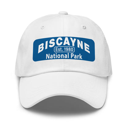 Biscayne National Park Dad Hat  - Yupoong 6245CM Dad Hat - Front View - Color: White