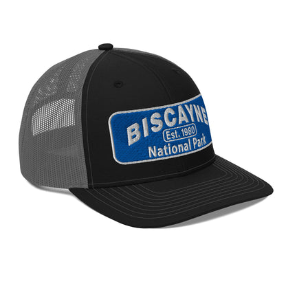 Biscayne National Park Hat - Richardson 112 Trucker Hat - Side View - Color:  Black/Charcoal