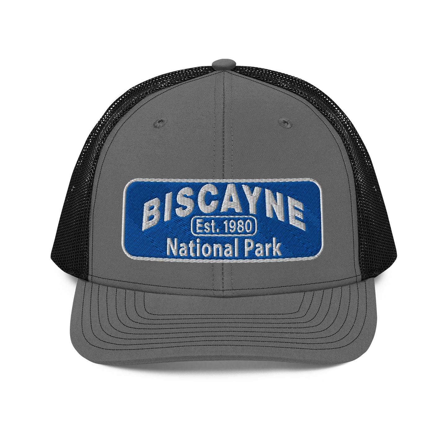 Biscayne National Park Hat - Richardson 112 Trucker Hat - Front View - Color:  Charcoal/Black
