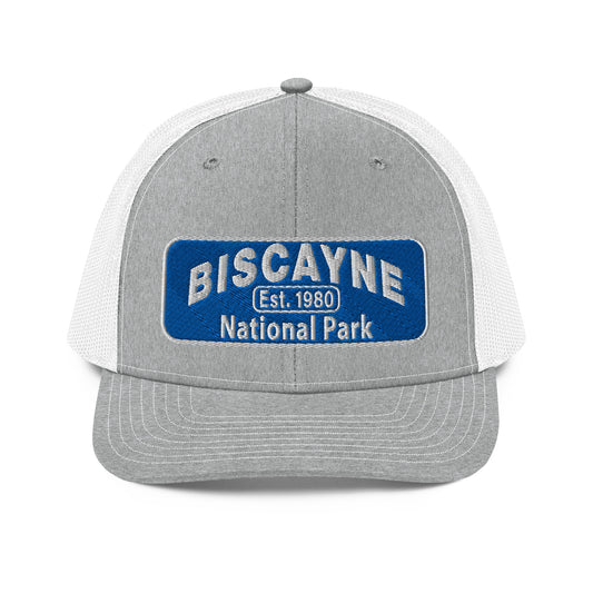 Biscayne National Park Hat - Richardson 112 Trucker Hat - Front View - Color:  Heather Gray/White
